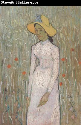 Vincent Van Gogh Young Girl Standing against a Background of Wheat (nn04)